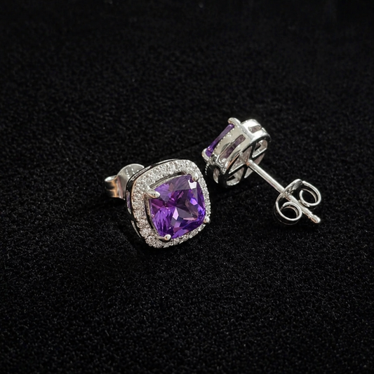 Sophisticated Amethyst Square Studs