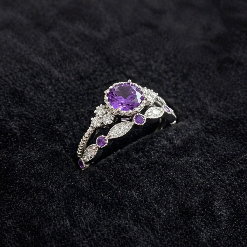 Elegant Crown White Gold Ring Set