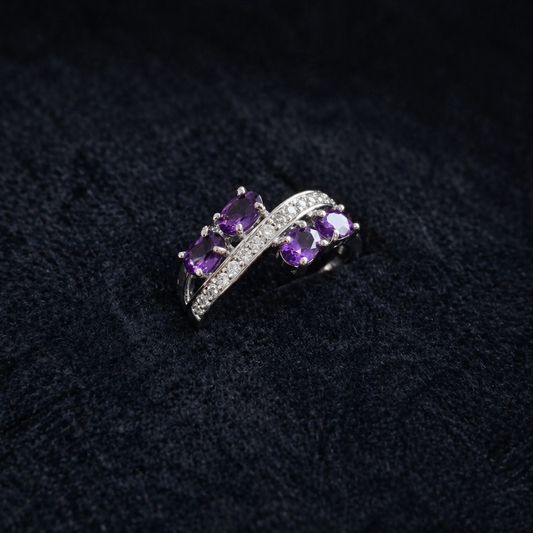 Elegant Lavender Accent White Gold Ring
