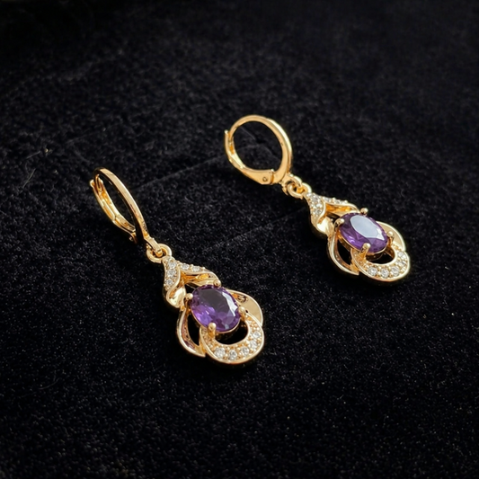 Elegant Amethyst Teardrop Rose Gold Earrings