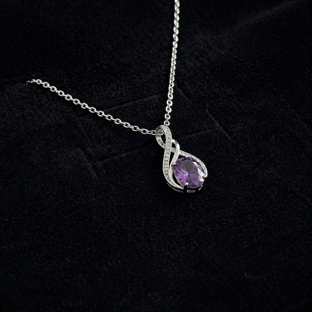 Elegant Amethyst White Gold Necklace