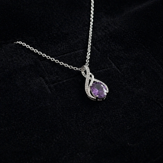 Elegant Amethyst White Gold Necklace