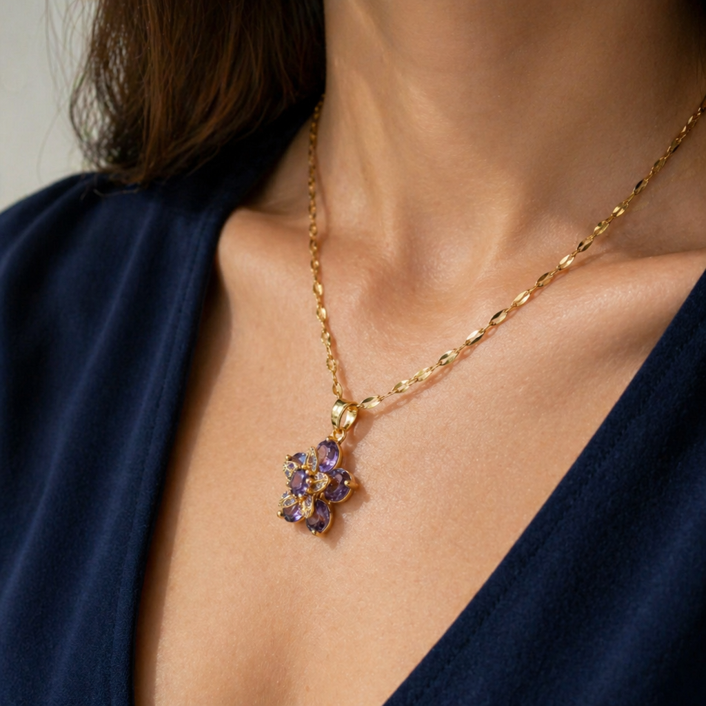 Elegant Gold Floral Pendant Necklace