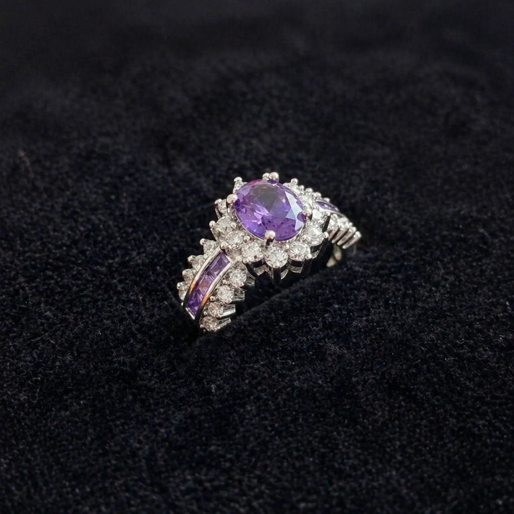 Sophisticated Amethyne Crown Gold Ring