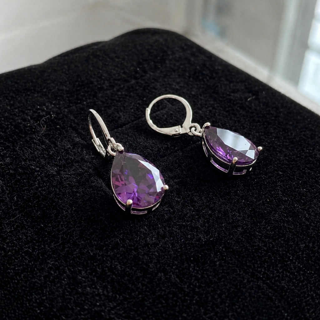 Elegant Amethyst White Gold Earrings