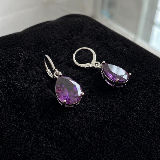 Elegant Amethyst White Gold Earrings