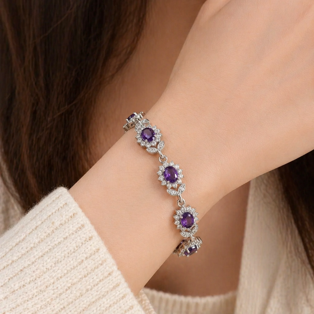 Elegant Botanical White Gold Bracelet