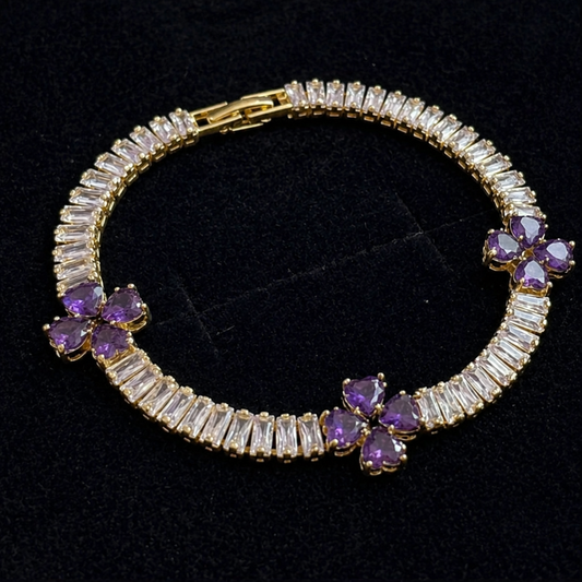 Elegant Amethyst Gold Bracelet
