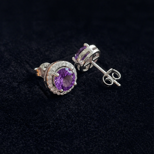 Elegant Amethyst White Gold Studs