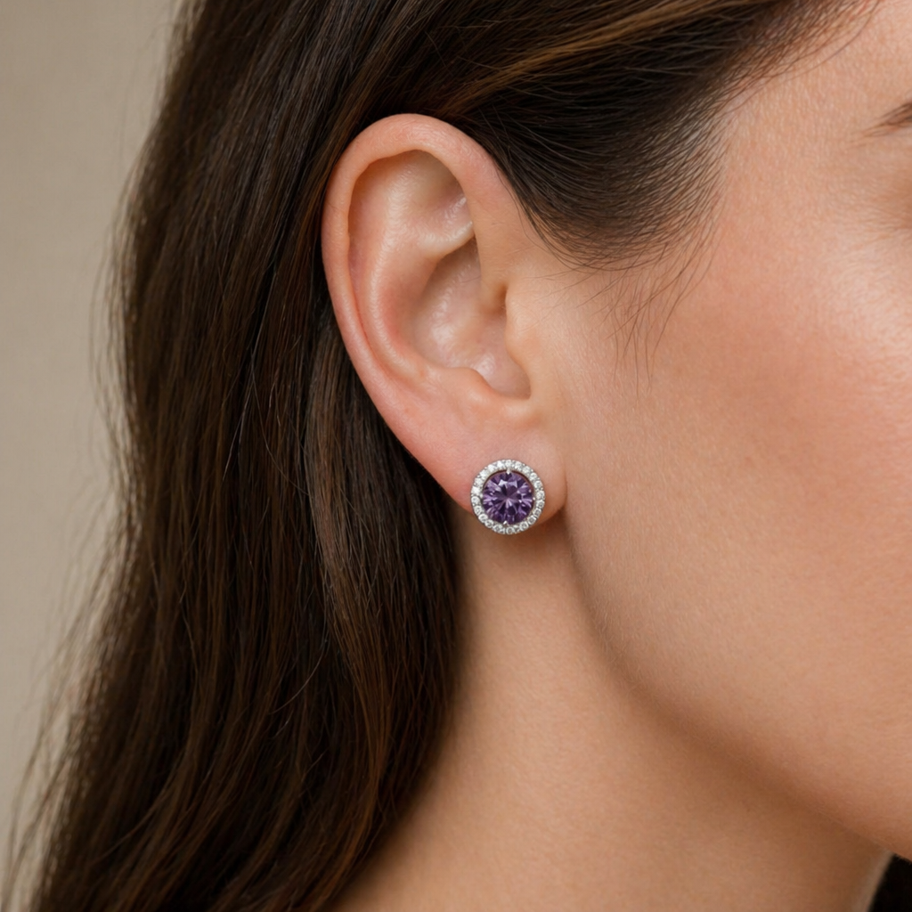 Elegant Amethyst White Gold Studs