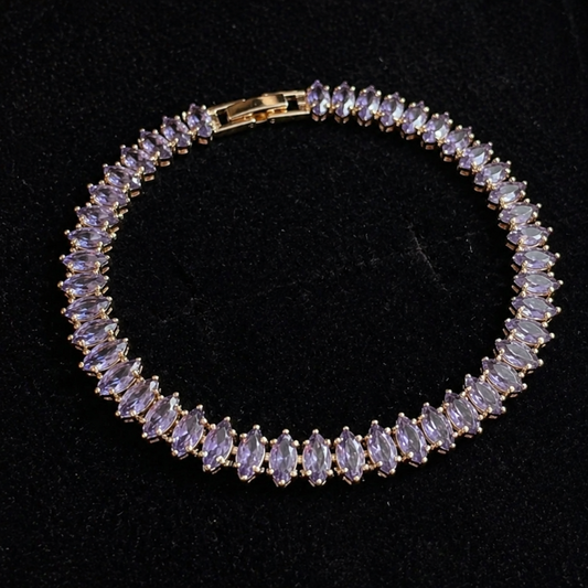 Elegant Marquise Amethyst Gold Bracelet