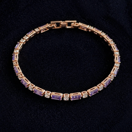 Elegant Amethyst Rose Gold Bracelet