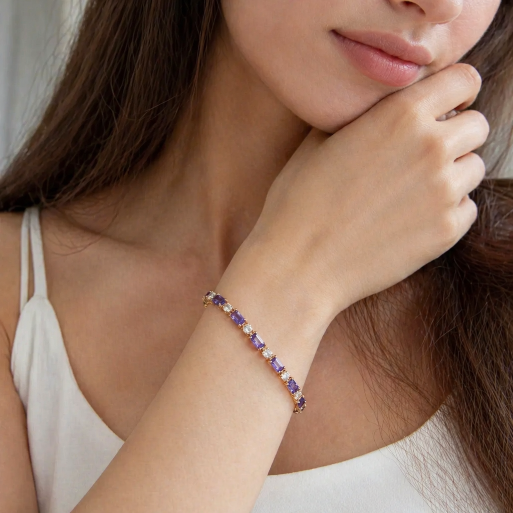 Elegant Amethyst Rose Gold Bracelet