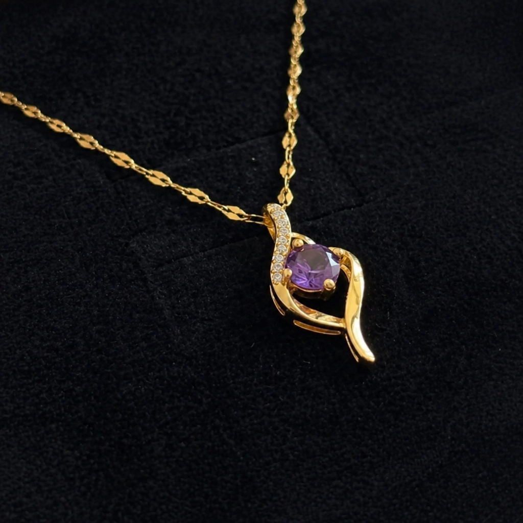 Elegant Amethyst Gold Necklace