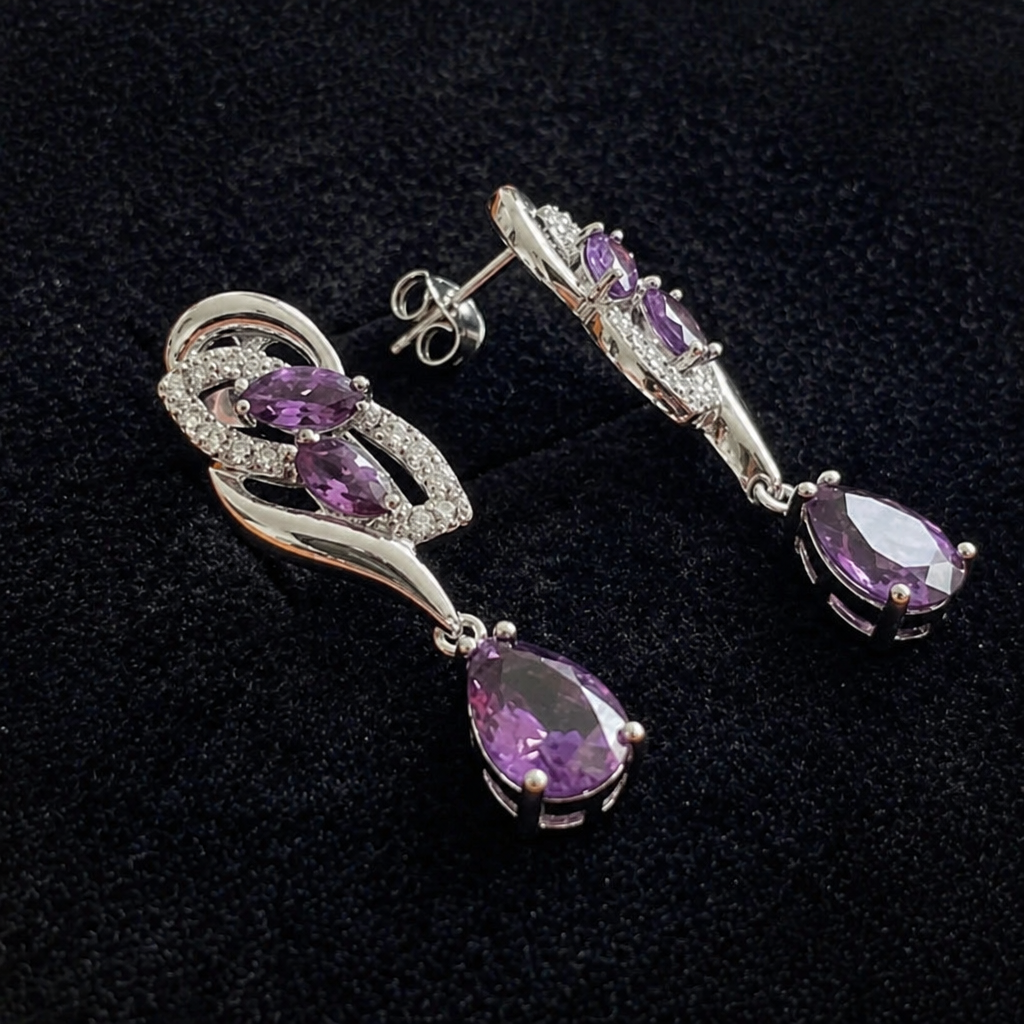 Elegant Amethyst Drop Earrings