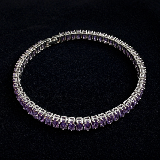Sophisticated Amethyst White Gold Bracelet