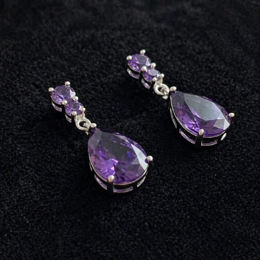 Elegant Amethyst Teardrop Earrings