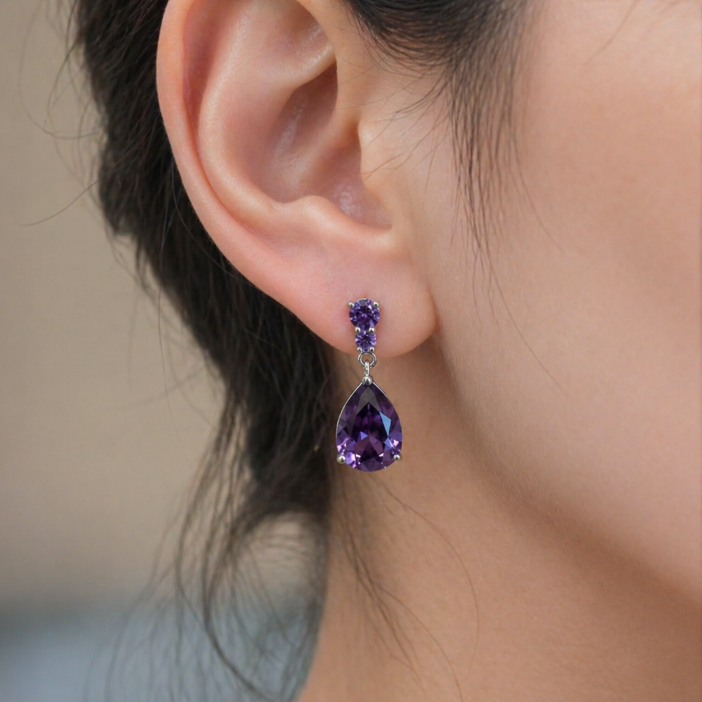 Elegant Amethyst Teardrop Earrings