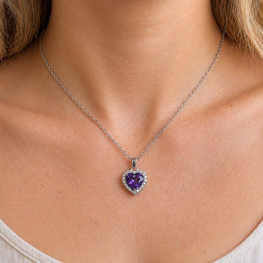 Sophisticated Heart-Shaped Amethyst Necklace