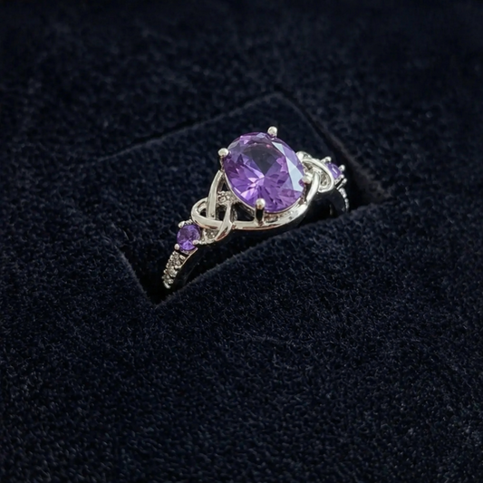 Elegant Amethyst White Gold Knot Ring