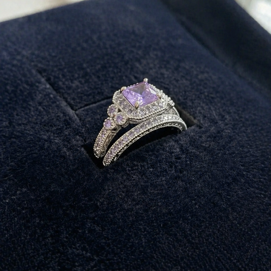 Elegant Layered White Gold Ring Set