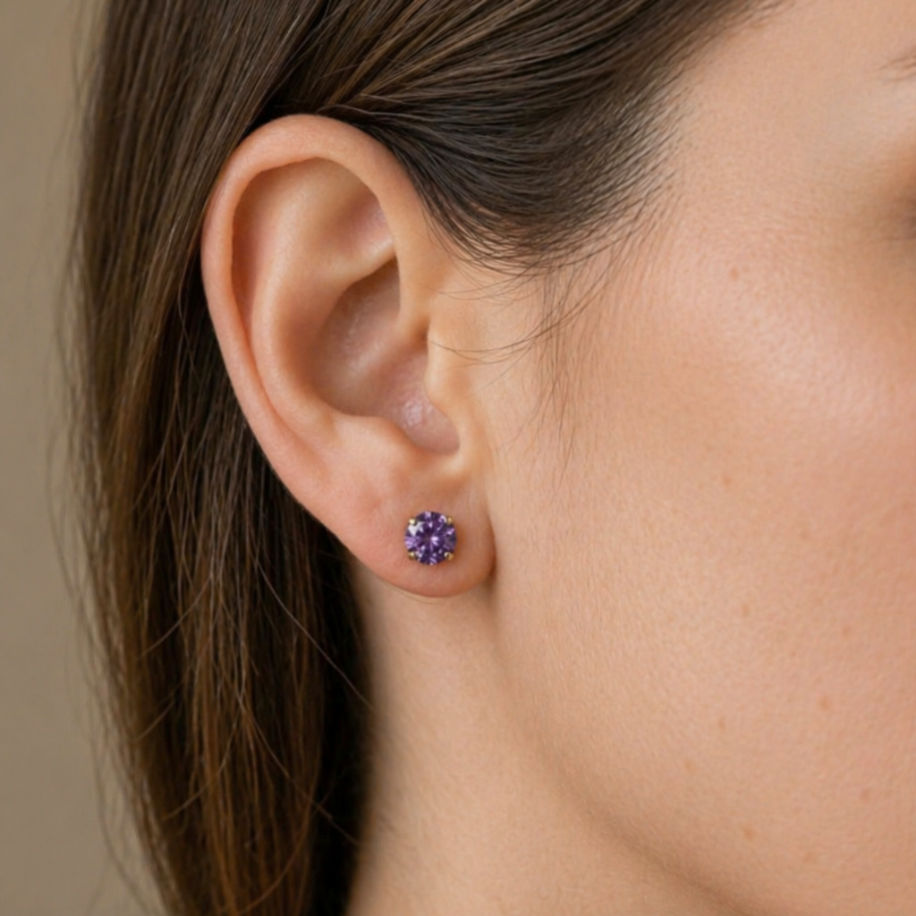 Sophisticated Amethyst White Gold Studs