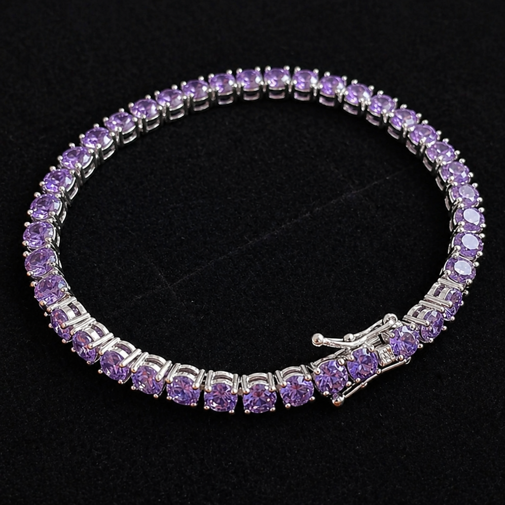 Elegant Amethyst White Gold Bracelet