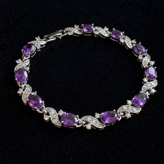 Elegant Valethyst White Gold Bracelet