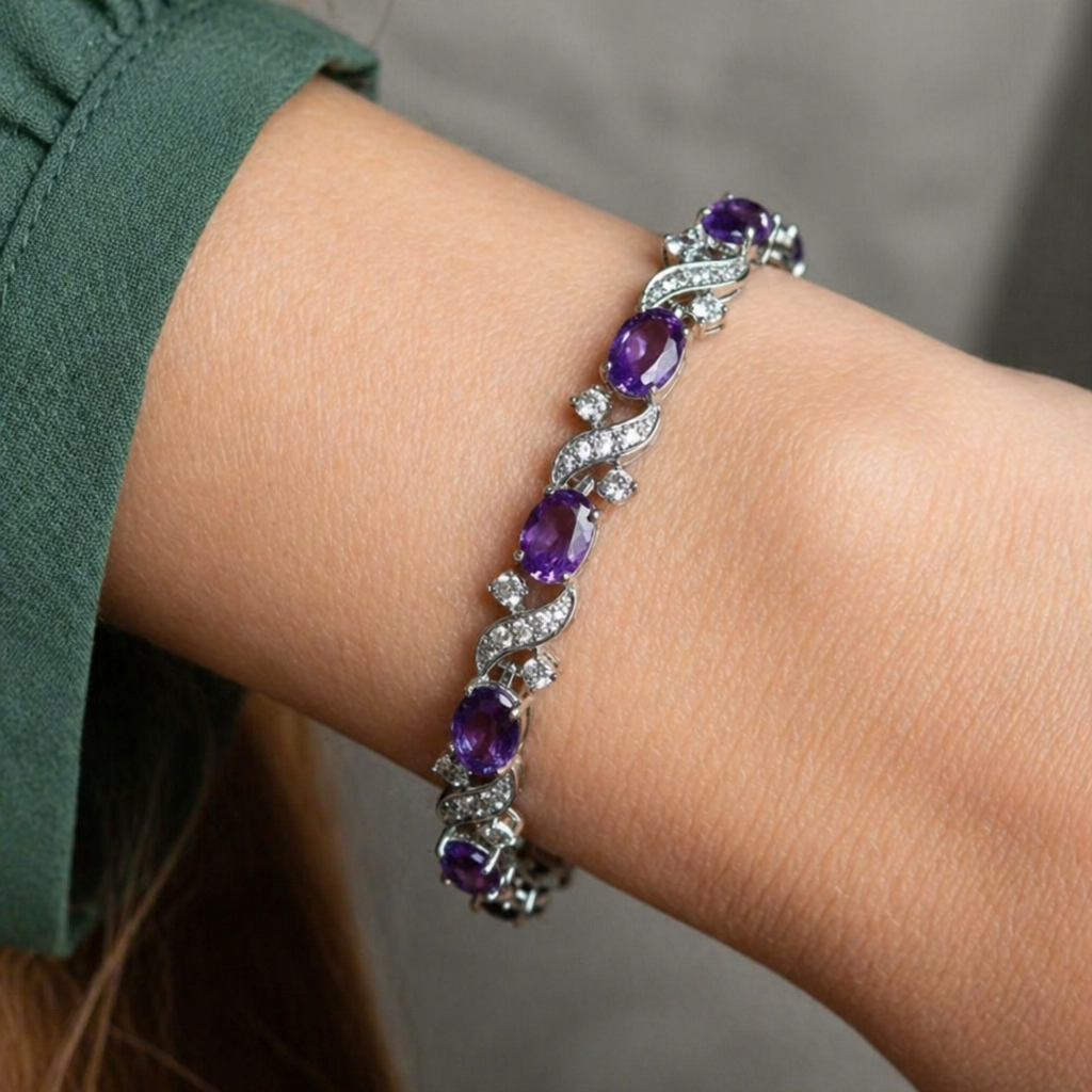 Elegant Valethyst White Gold Bracelet