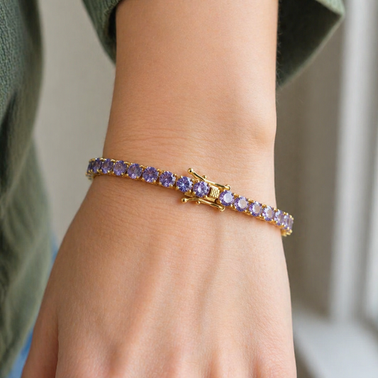 Sophisticated Amethyst Gold Bracelet