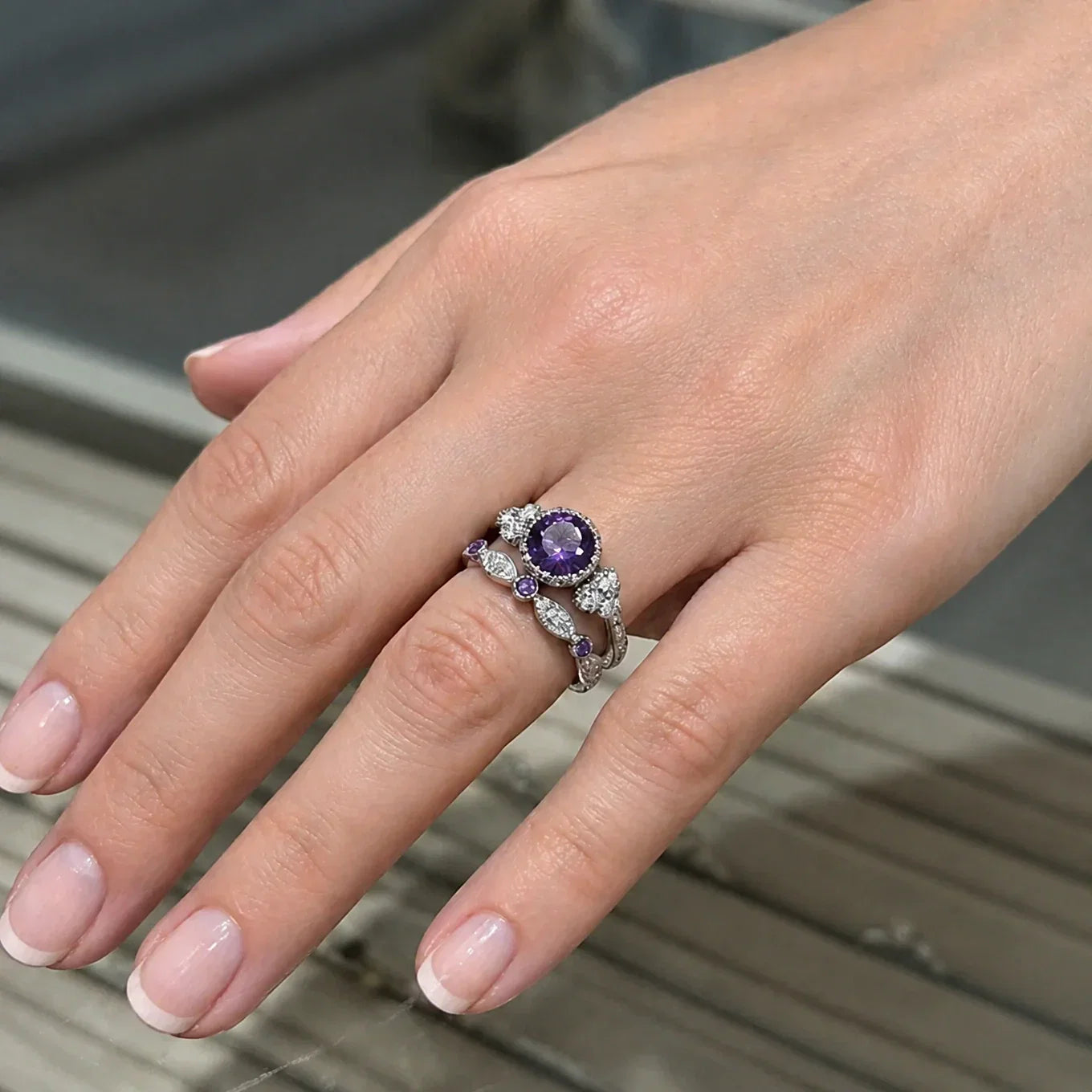 Elegant Crown White Gold Ring Set