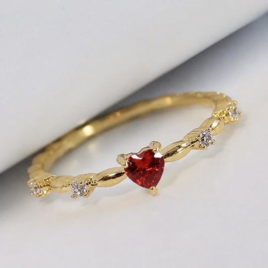 Sophisticated Ruby Gold Heart Ring