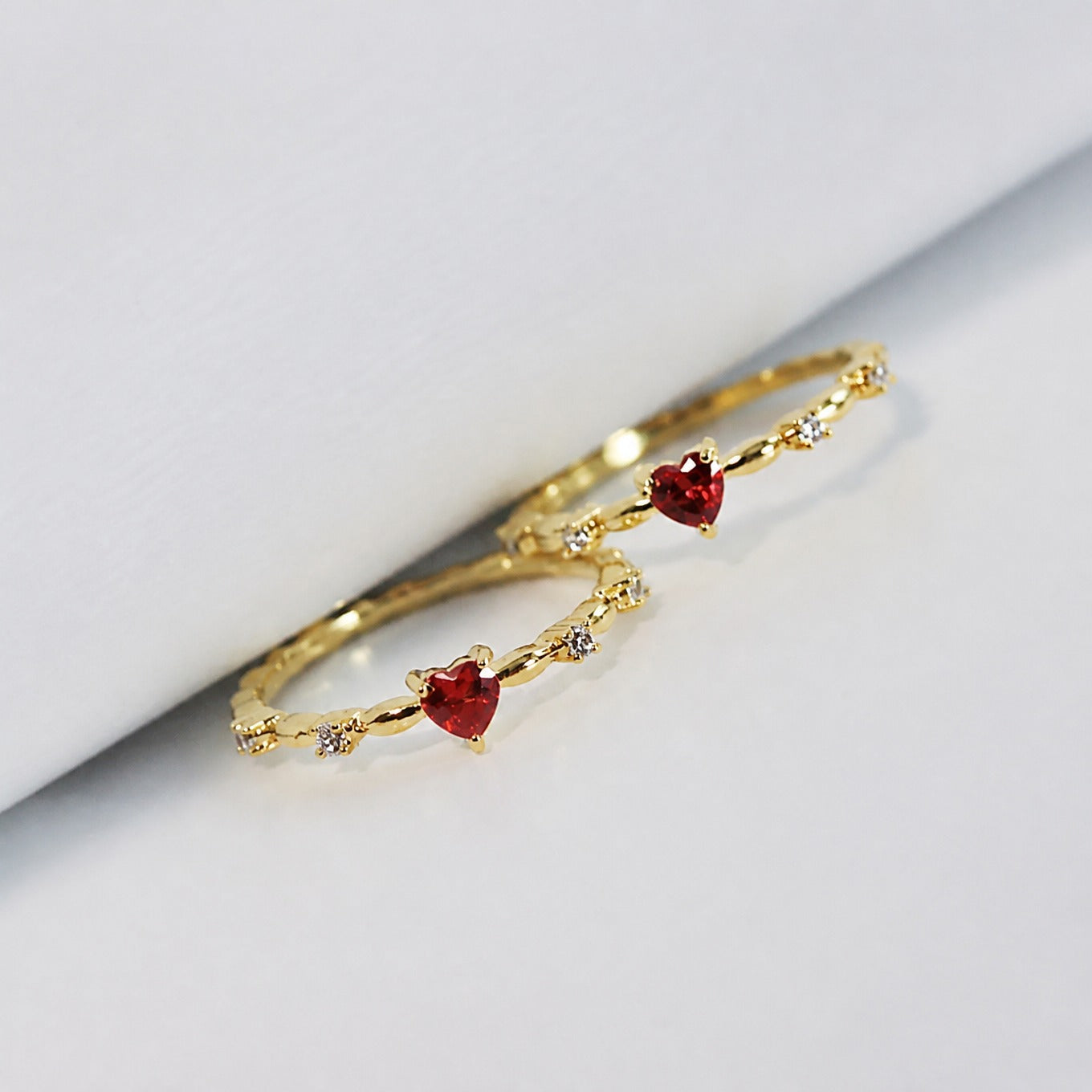 Sophisticated Ruby Gold Heart Ring