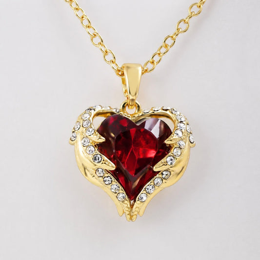 Sophisticated Ruby Heart Gold Necklace