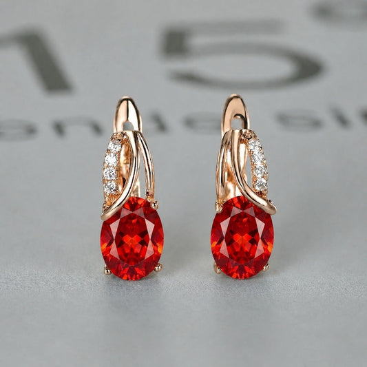 Sophisticated Ruby Glow Gold Earrings