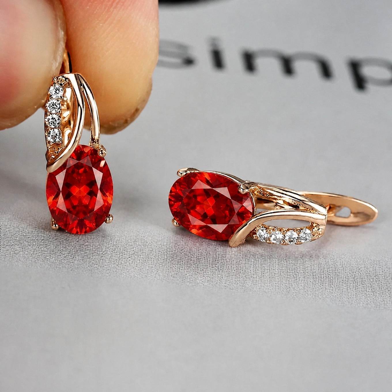 Sophisticated Ruby Glow Gold Earrings