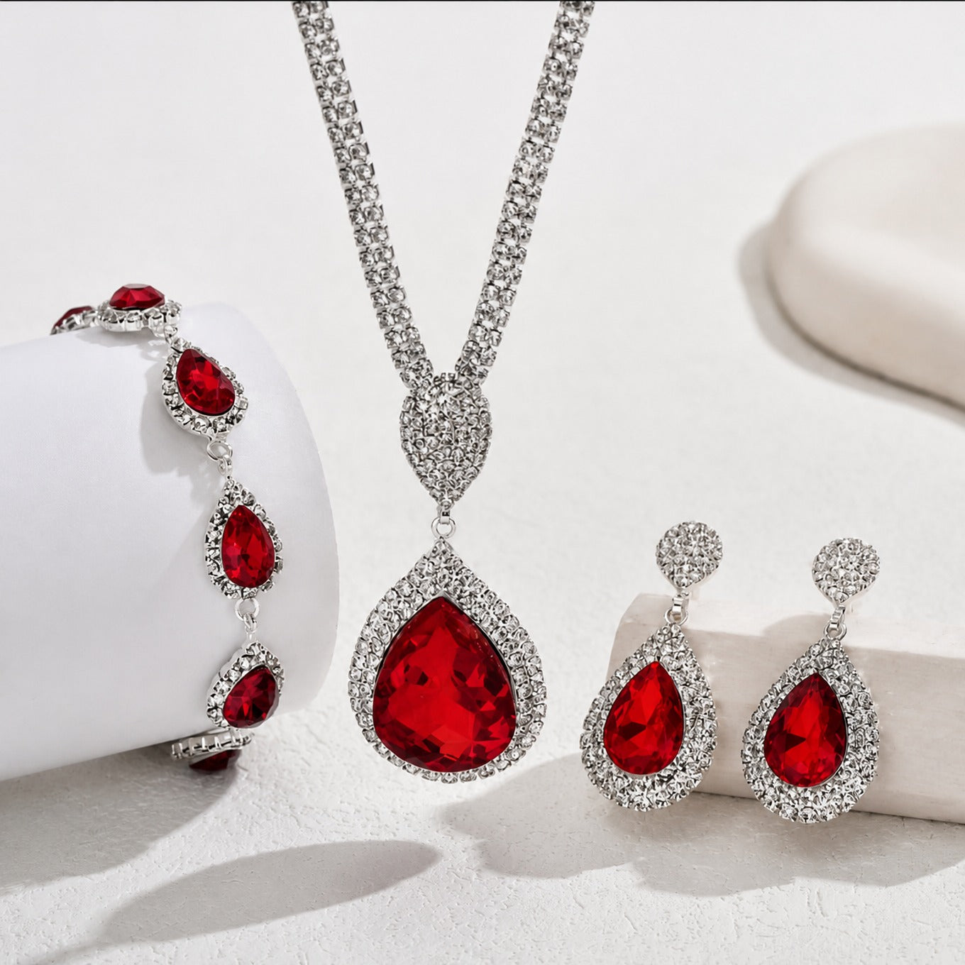 Sophisticated Ruby White Gold Set