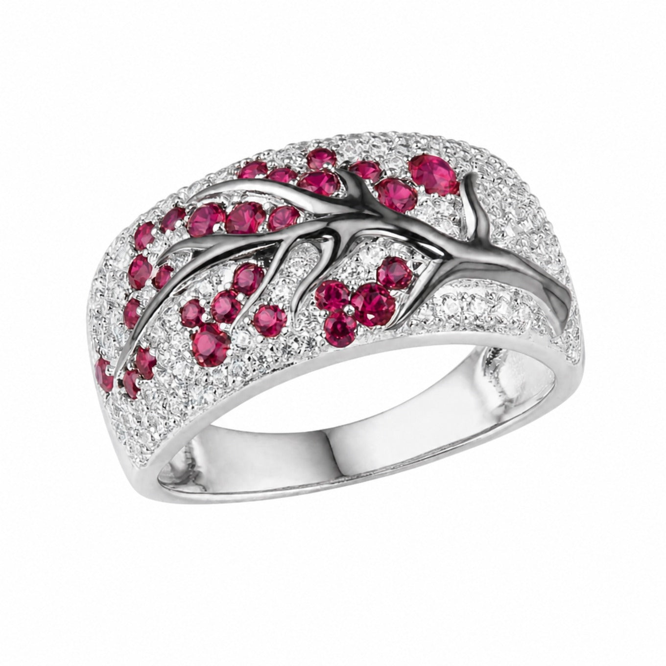 Elegant Ruby Blossom Gold Ring