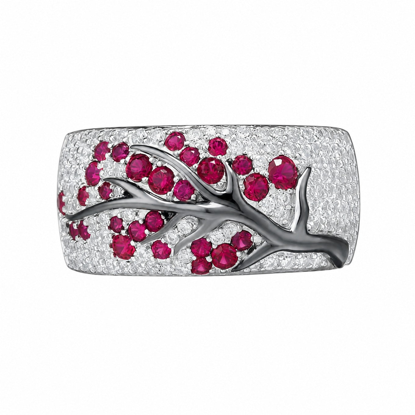 Elegant Ruby Blossom Gold Ring