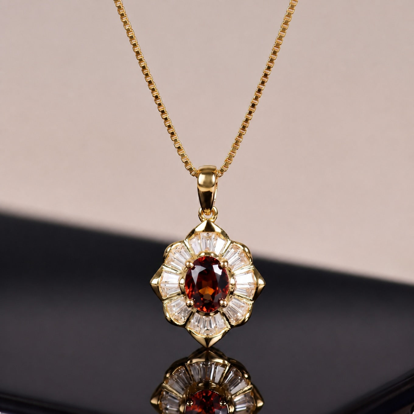 Sophisticated Crimson Gold Necklace