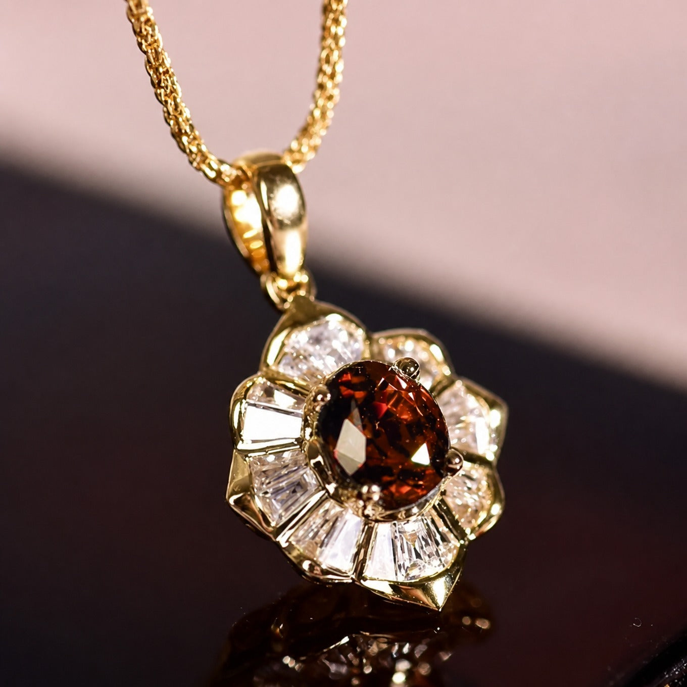 Sophisticated Crimson Gold Necklace