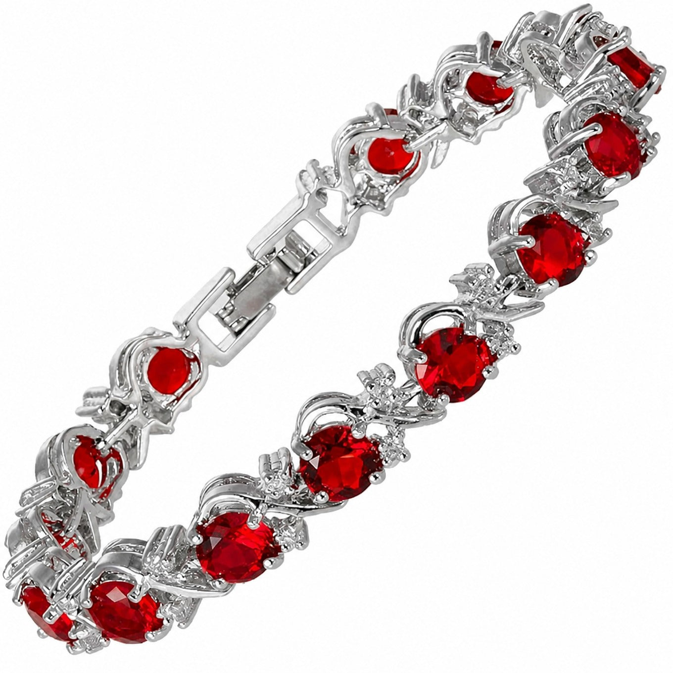 Sophisticated Ruby Vine White Gold Bracelet