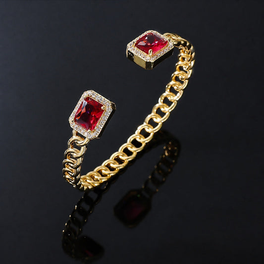 Sophisticated Ruby Gold Cuff Bracelet