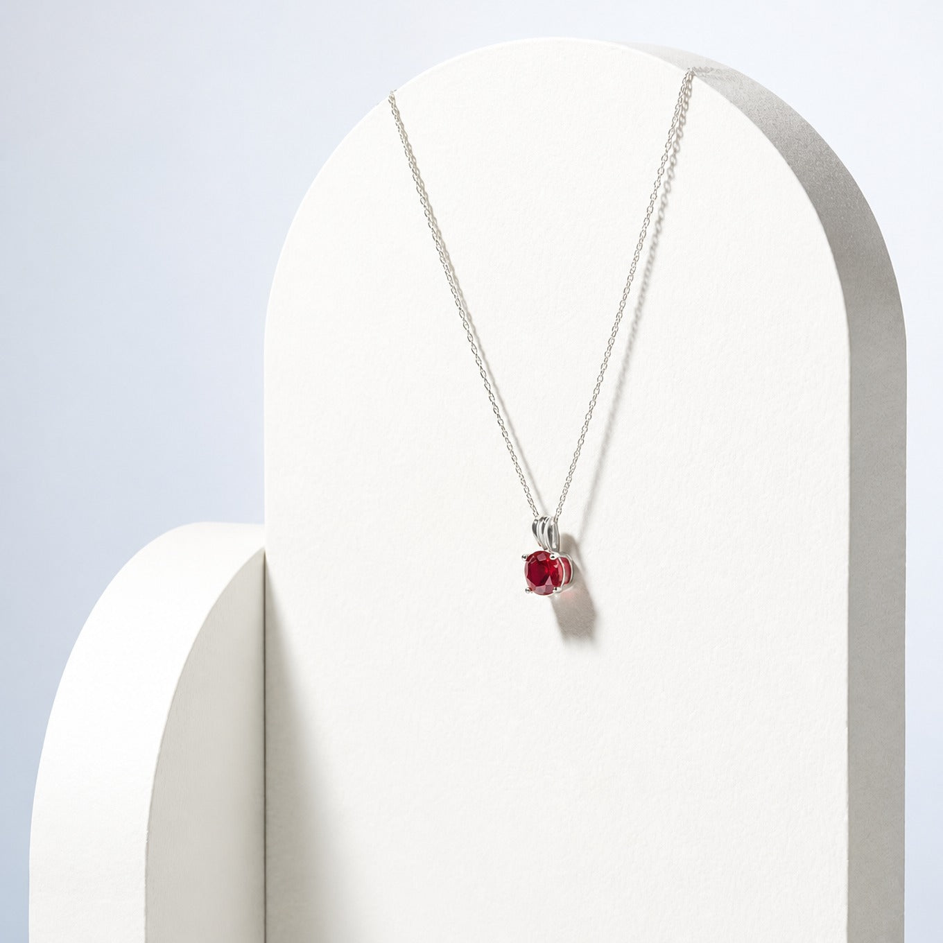 Timeless Round Cut Ruby White Gold Necklace