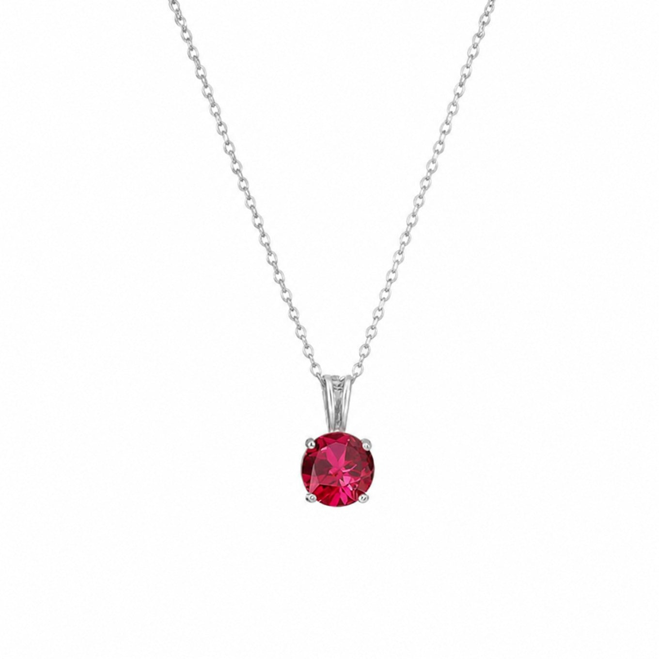 Timeless Round Cut Ruby White Gold Necklace
