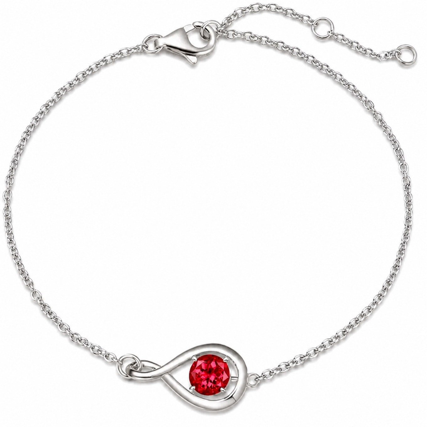 Elegant Ruby Infinity White Gold Bracelet