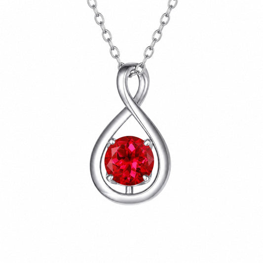 Elegant Ruby Infinity White Gold Necklace