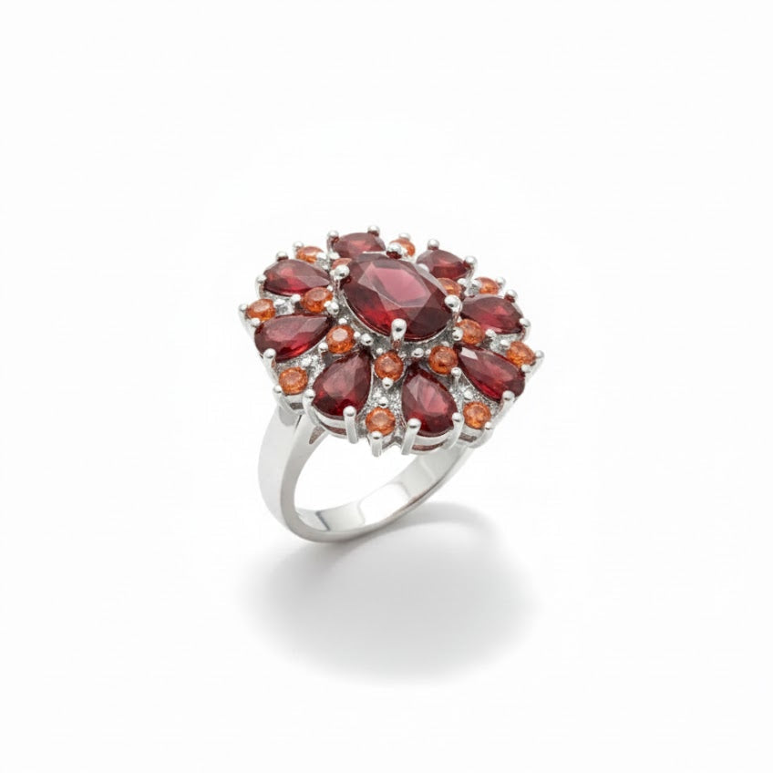 Elegant Layered Scarlet Petal Ring